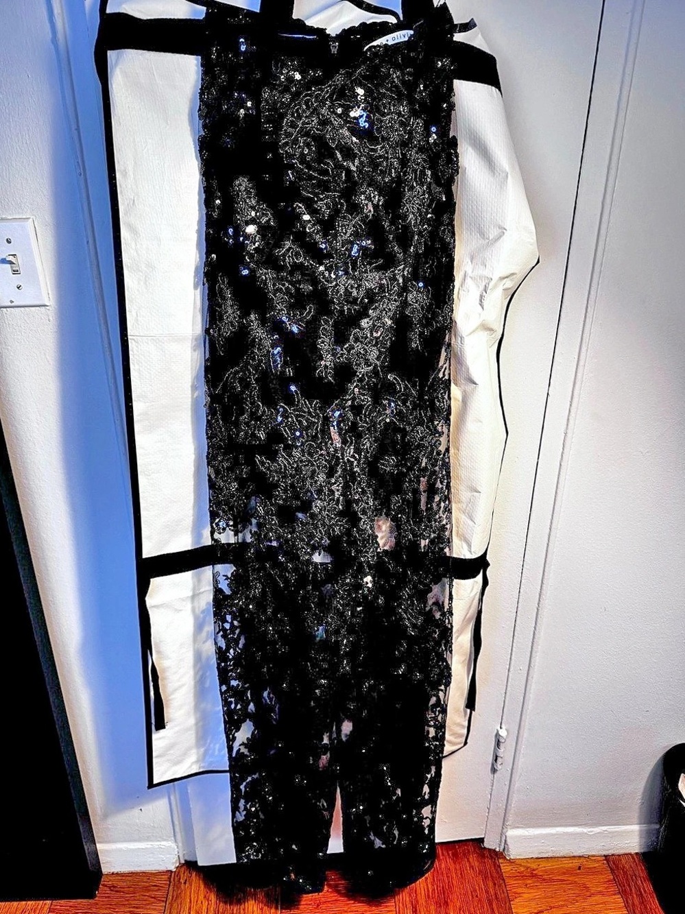 alice + olivia Black Floral Lace Maxi jumpsuit